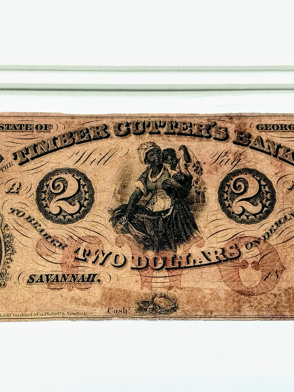 Vintage Timber Cutter's Bank Two Dollars Wall Art - Brown